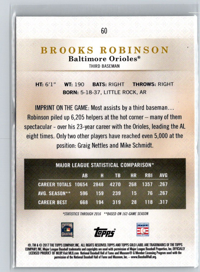 2017 Topps Gold Label #60 Brooks Robinson Class 1 Black P02