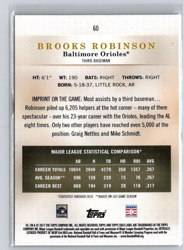 2017 Topps Gold Label #60 Brooks Robinson Class 1 Black P02