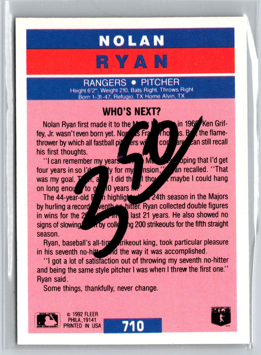 1992 Fleer #710 Nolan Ryan P02