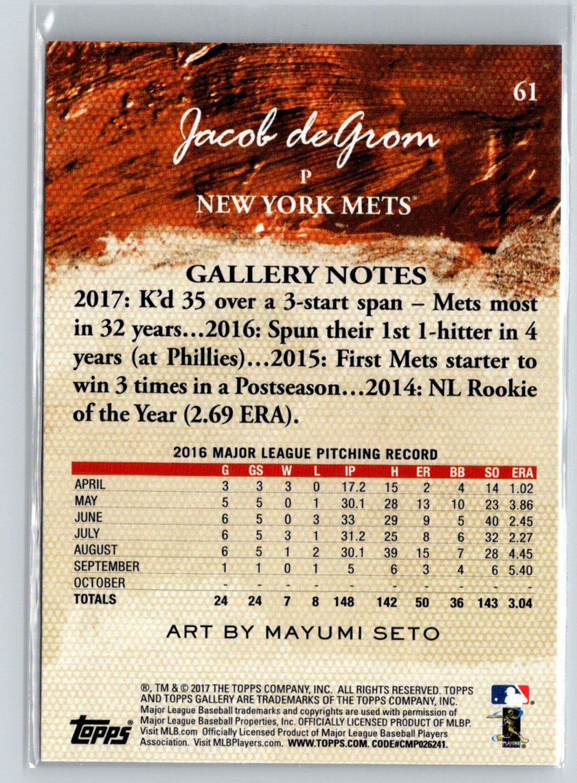 2017 Topps Gallery #61 Jacob deGrom Artist Proof P03