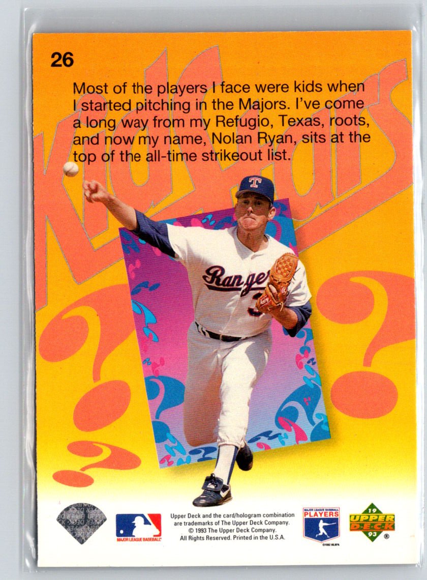 1993 Upper Deck Fun Pack #26 Nolan Ryan P03