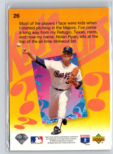 1993 Upper Deck Fun Pack #26 Nolan Ryan P03