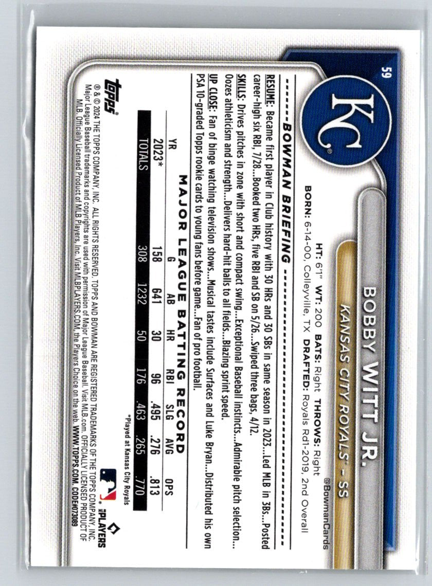 2024 Bowman #59 Bobby Witt Jr. P03