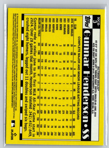 2025 Topps Chrome Gunnar Henderson 1990 Topps Baseball 35th Anniversary P04