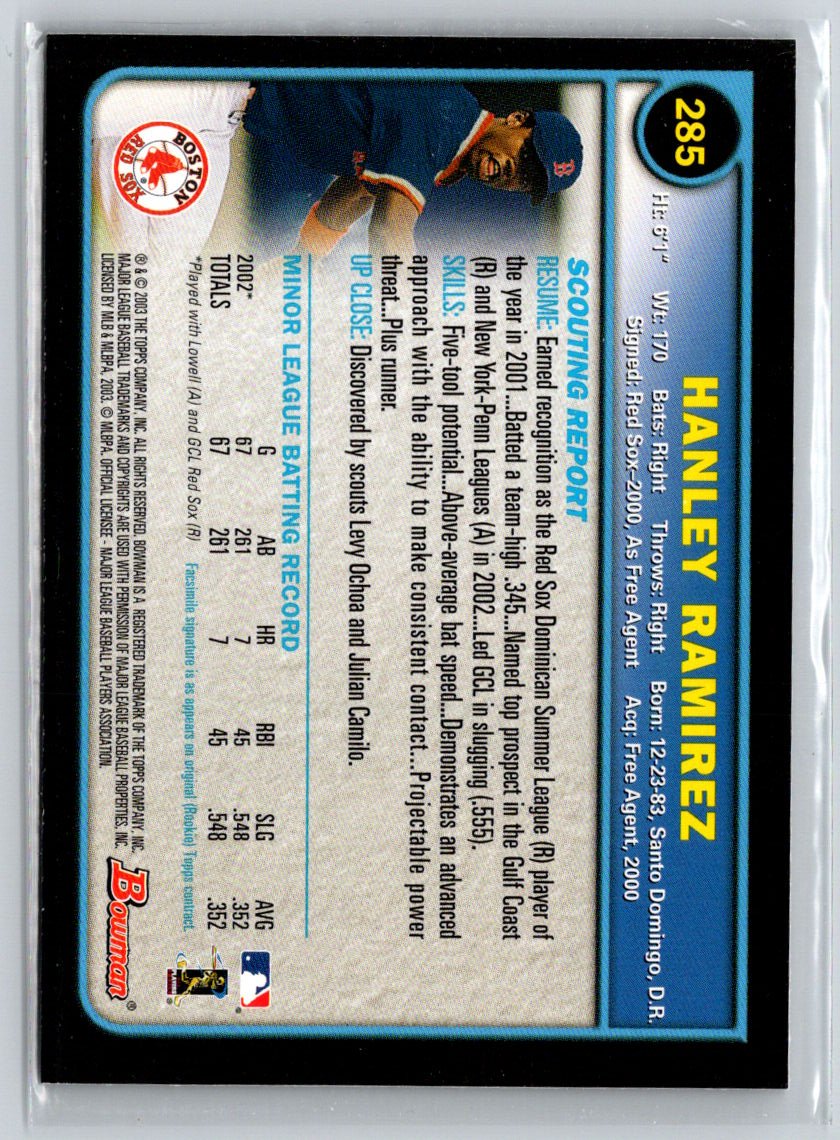 2003 Bowman #285 Hanley Ramirez Gold P04