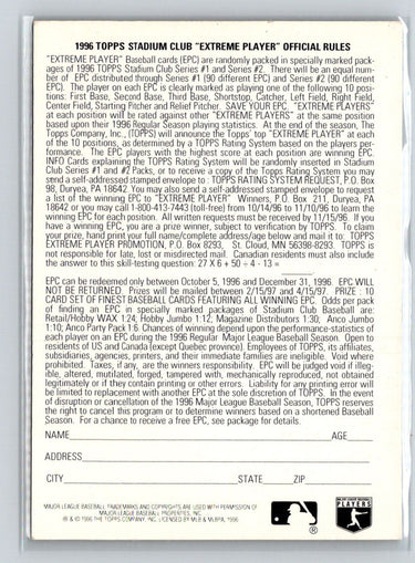 1996 Stadium Club #NNO Rafael Palmeiro Extreme Players Silver P04