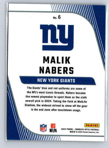 2024 Donruss Optic #6 Malik Nabers Rookie Primary Colors P04