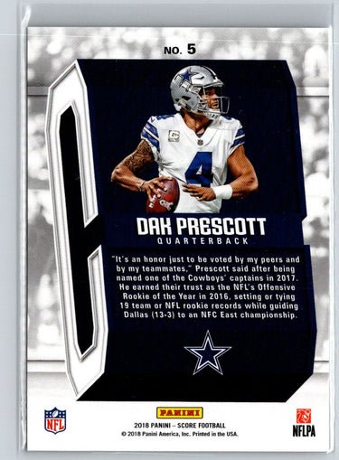 2018 Score #5 Dak Prescott Captains P05