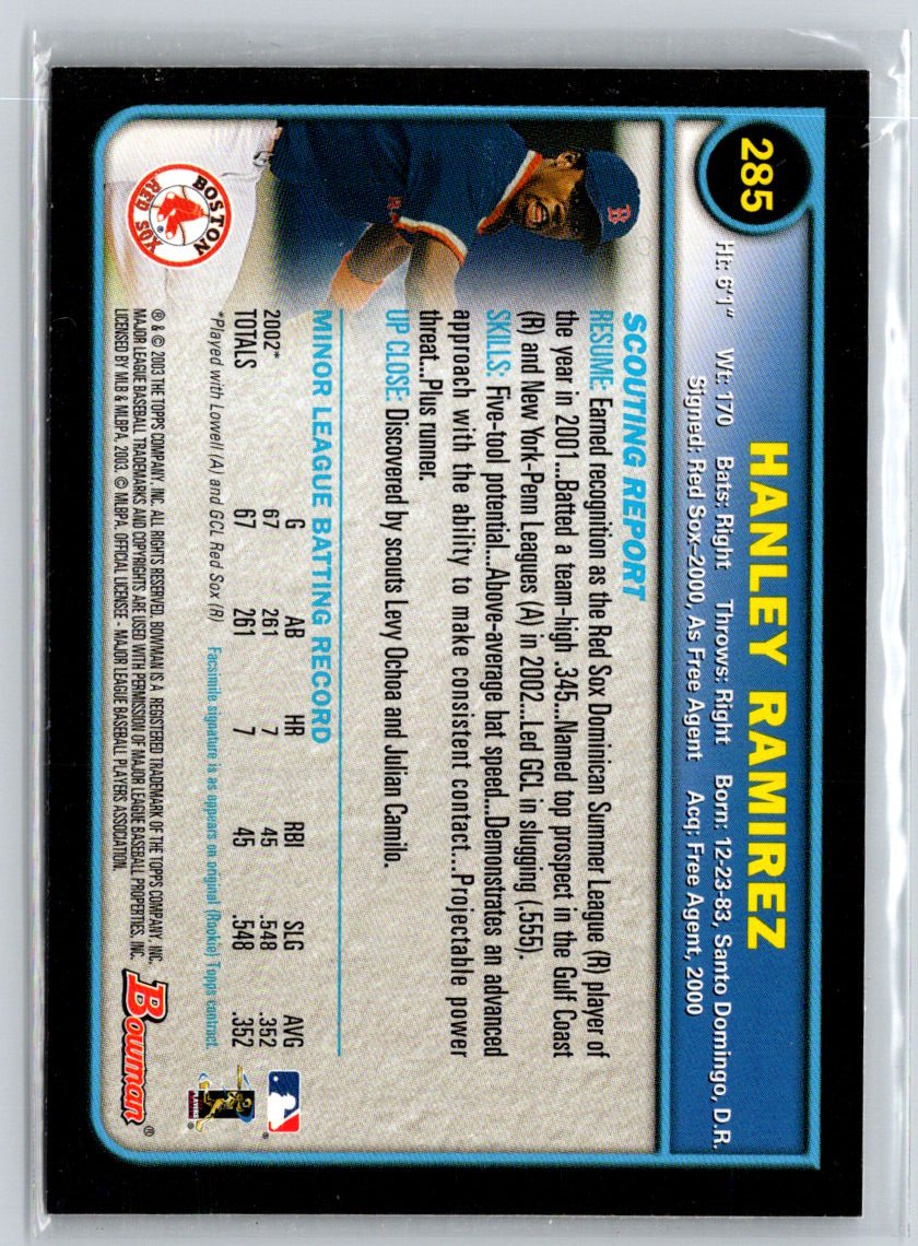 2003 Bowman #285 Hanley Ramirez Gold P05