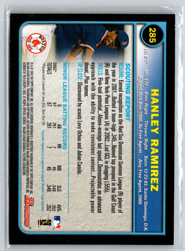 2003 Bowman #285 Hanley Ramirez Gold P05