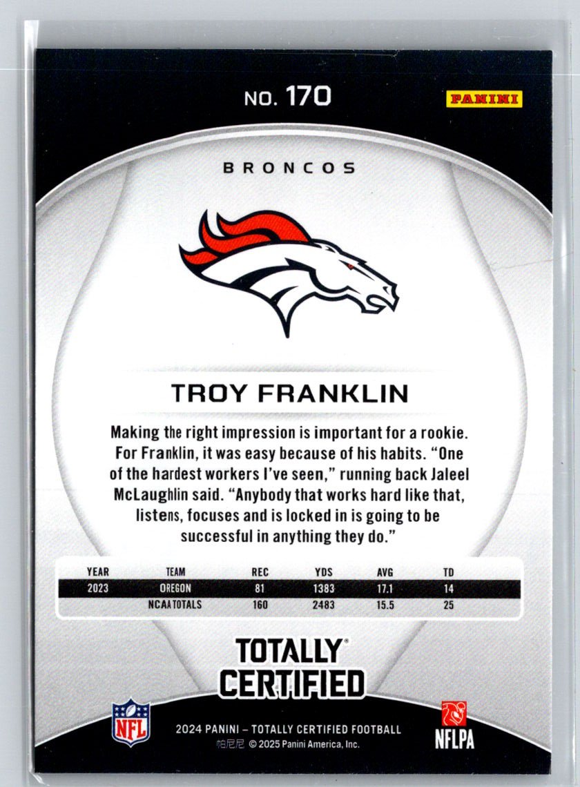 2024 Panini Totally Certified #170 Troy Franklin P05