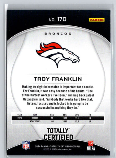 2024 Panini Totally Certified #170 Troy Franklin P05