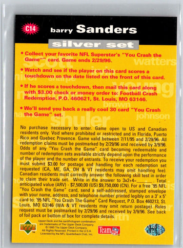 1995 Collector's Choice #C14a Barry Sanders You Crash the Game Silver  P06