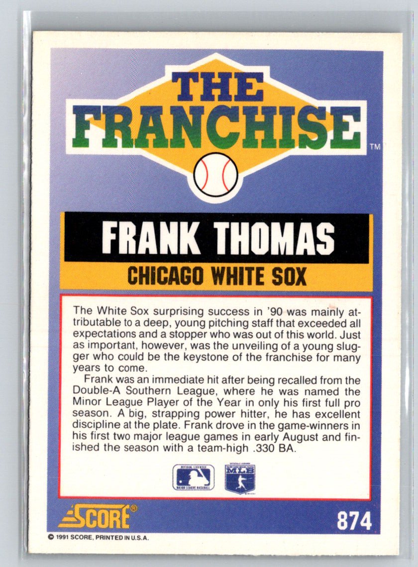 1991 Score #874 Frank Thomas P06
