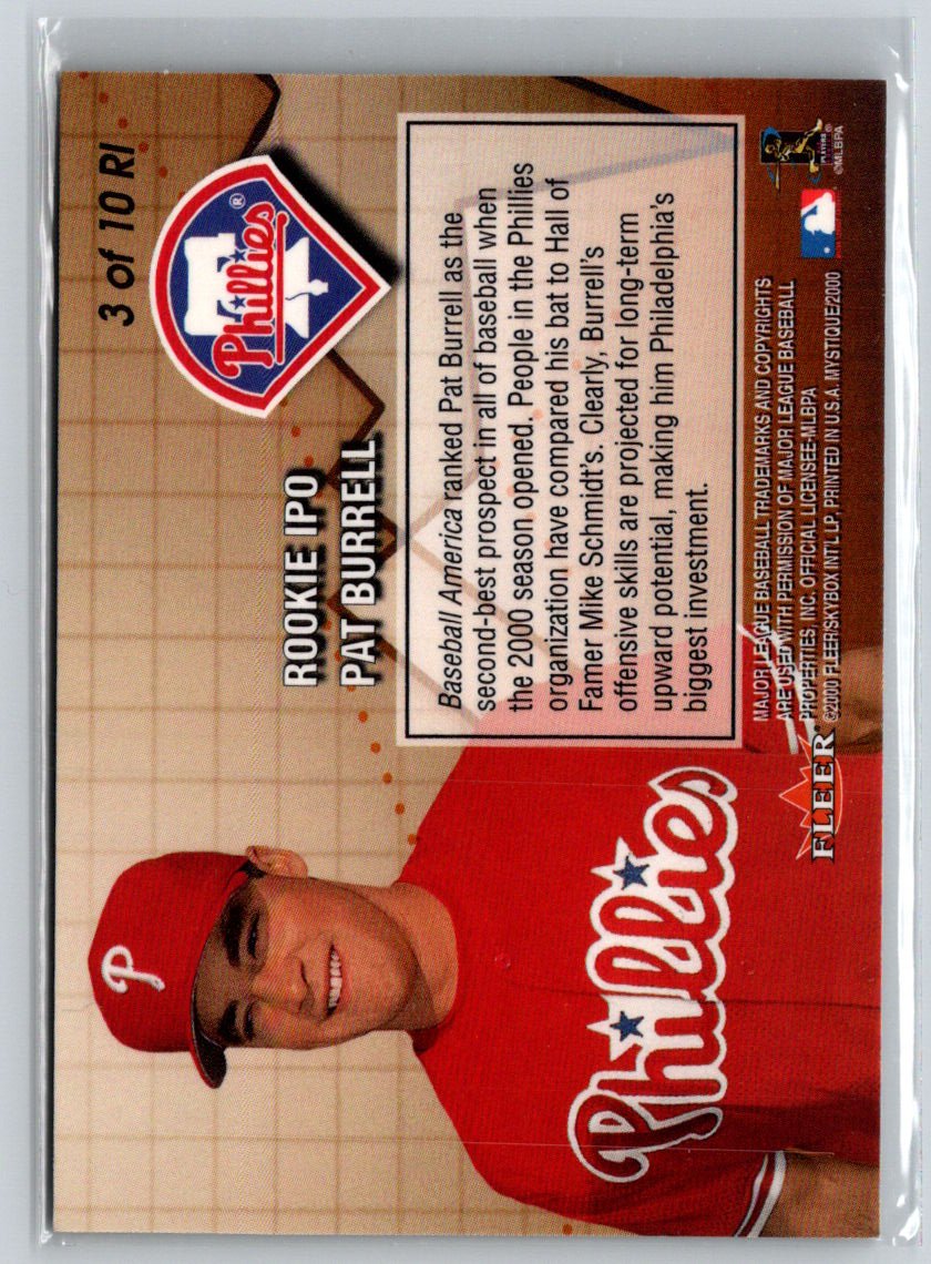 2000 Fleer Mystique #3RI Pat Burrell Rookie IPO P07