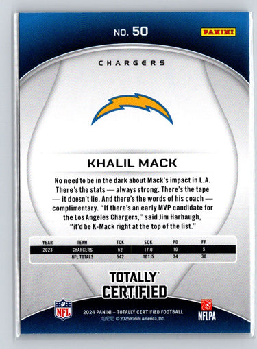 2024 Panini Totally Certified #50 Khalil Mack P07