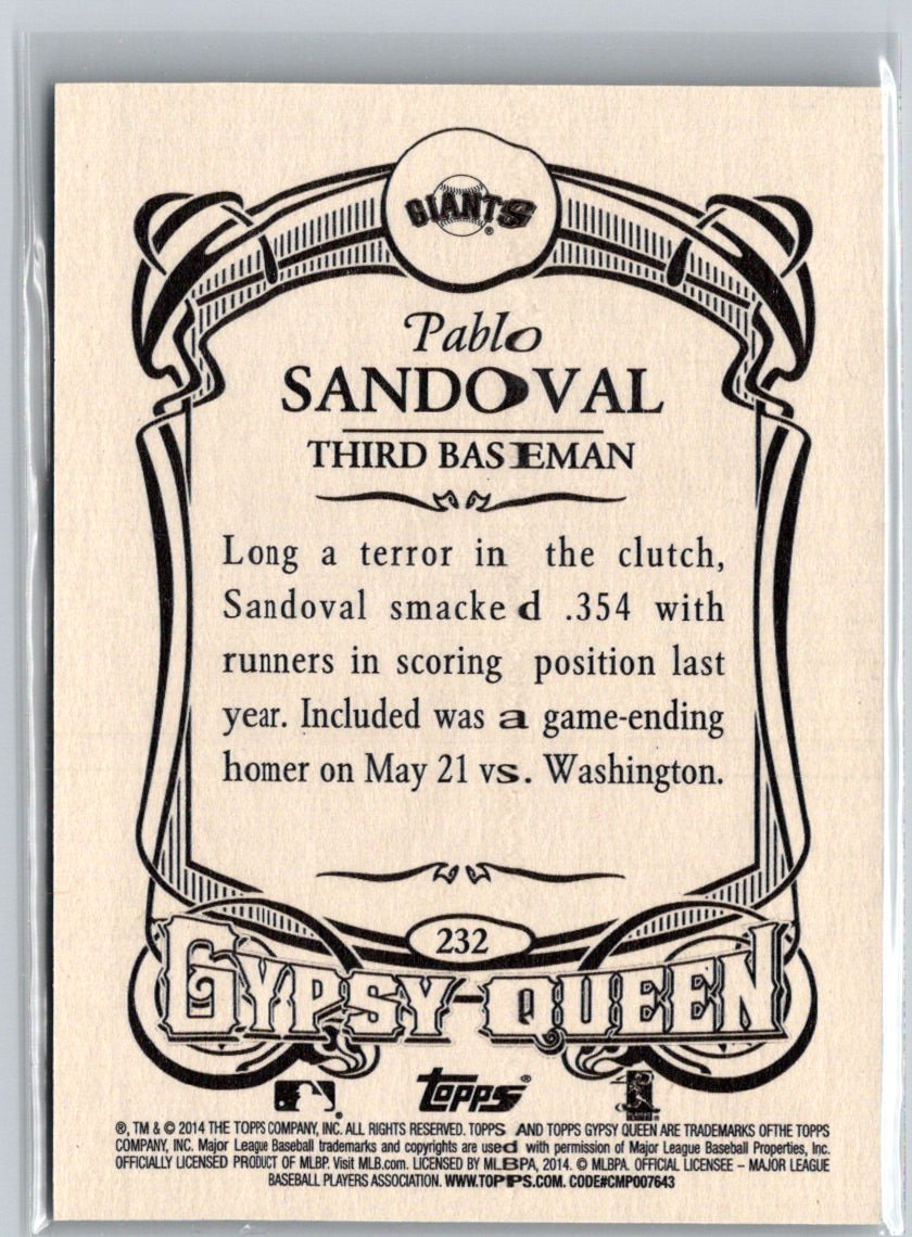 2014 Topps Gypsy Queen #232 Pablo Sandoval Framed White P08