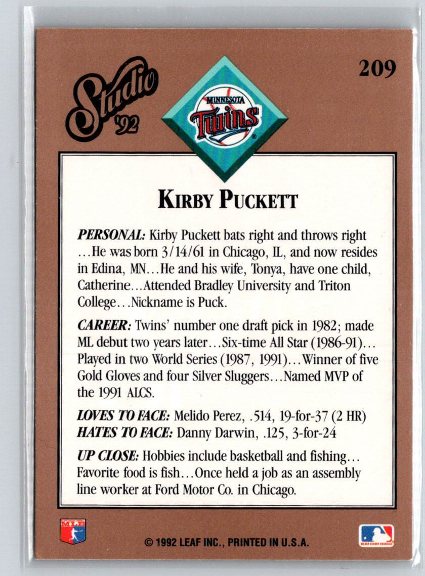 1992 Studio #2 Kirby Puckett Studio Previews P09