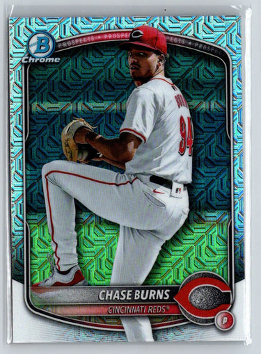 2025 Bowman #BCP-122 Chase Burns Chrome Prospects Mojo Refractor P11