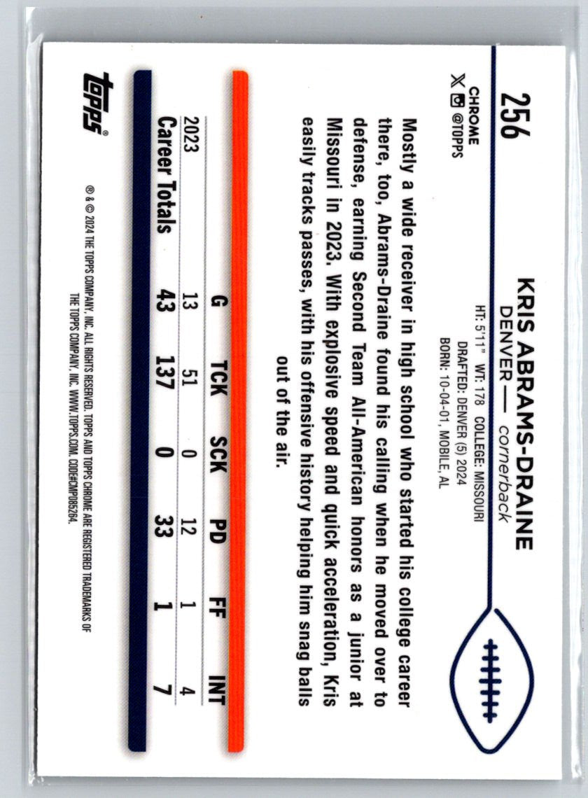 2024 Topps Chrome #256 Kris Abrams-Draine X-Fractor P12