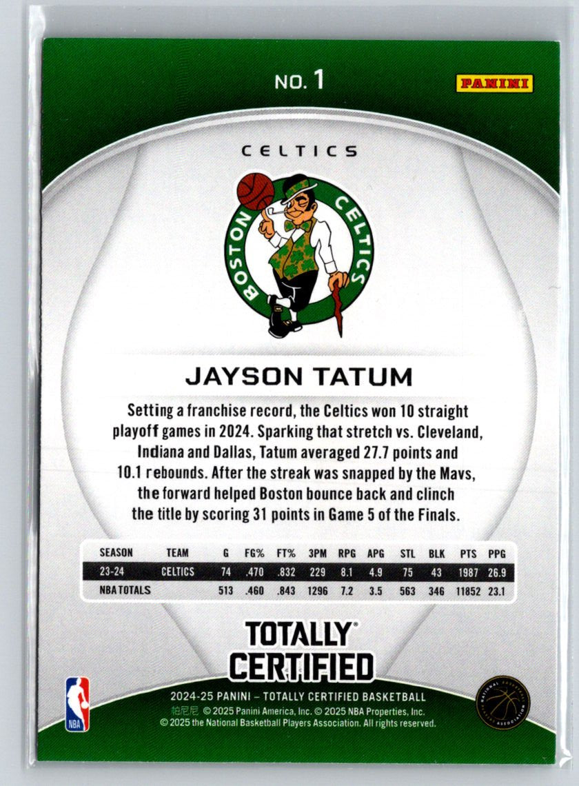 2024-25 Panini Totally Certified #1 Jayson Tatum P13