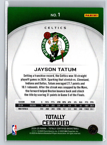 2024-25 Panini Totally Certified #1 Jayson Tatum P13