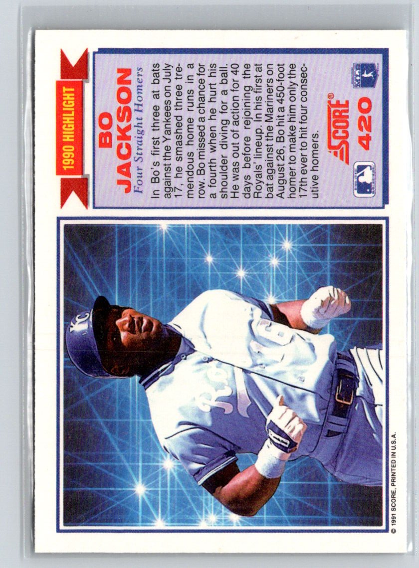 1991 Score #420 Bo Jackson P13