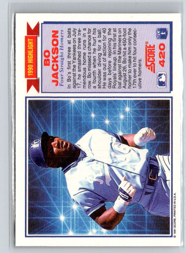 1991 Score #420 Bo Jackson P13