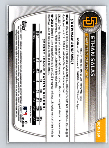 2025 Bowman Chrome #BCP-169 Ethan Salas Prospects P15
