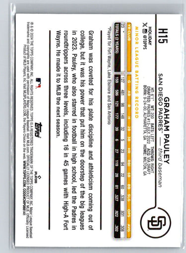 2024 Topps Holiday #H15 Graham Pauley Holiday Tree P16