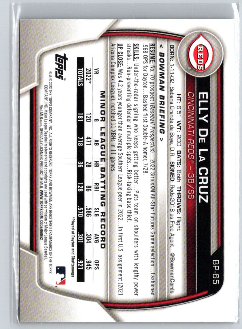 2023 Bowman #BP-65 Elly De La Cruz Prospects P16
