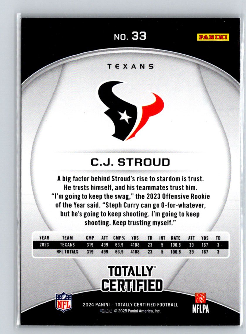 2024 Panini Totally Certified #33 C.J. Stroud P16