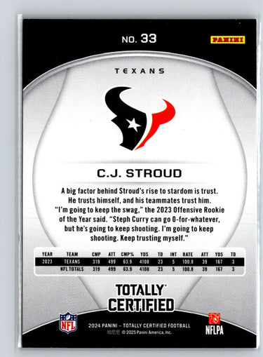 2024 Panini Totally Certified #33 C.J. Stroud P16
