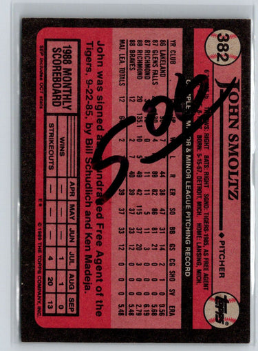 1989 Topps #382 John Smoltz P16
