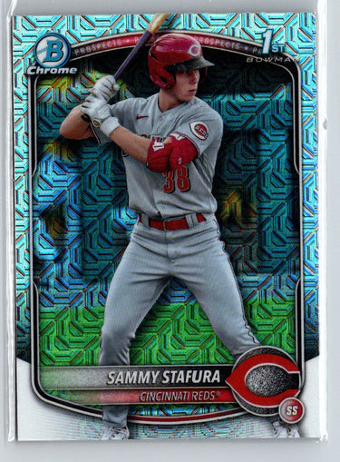 2025 Bowman #BCP-100 Sammy Stafura Chrome Prospects Mojo Refractor P17