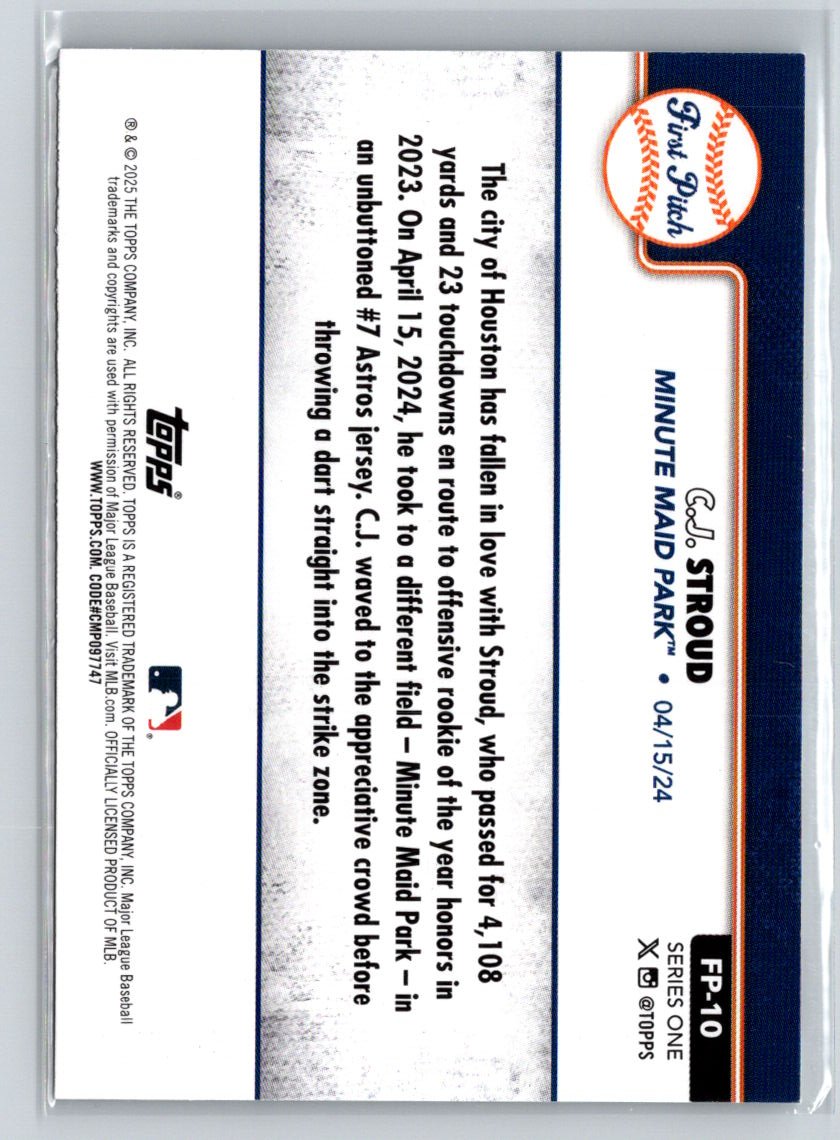 2025 Topps #FP-10 C.J. Stroud First Pitch (Series One) P17