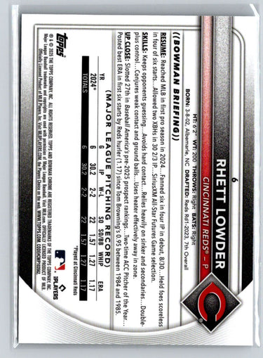 2025 Bowman #6 Rhett Lowder Chrome Mojo Refractor P18
