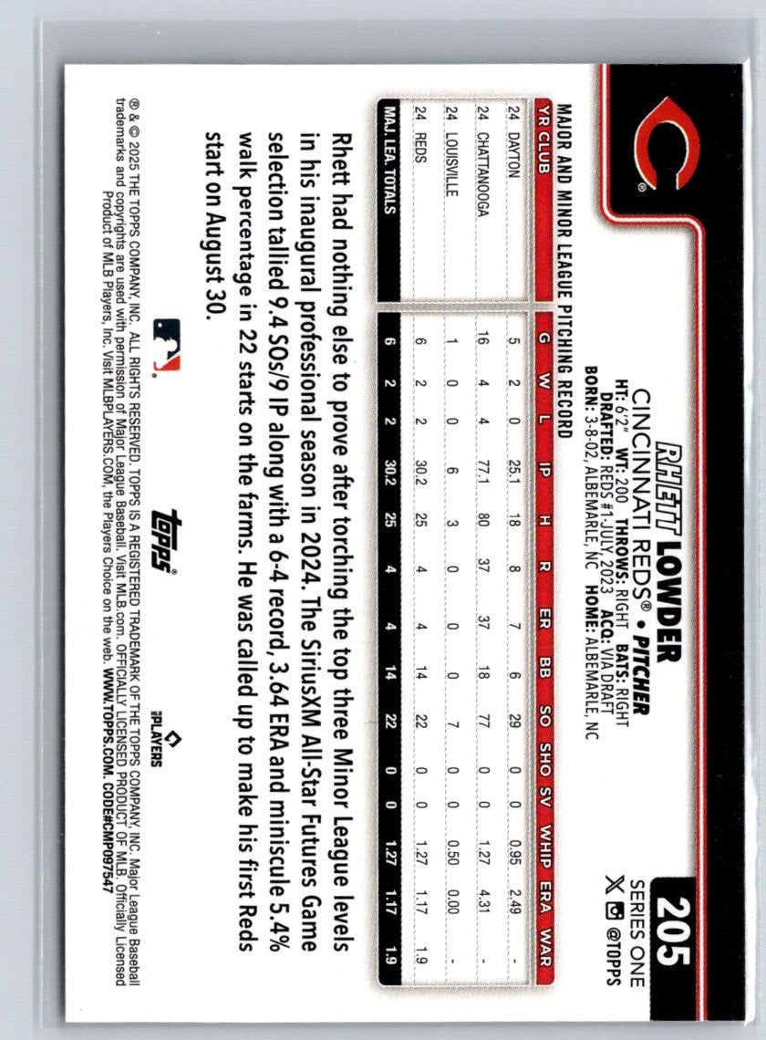 2025 Topps #205 Rhett Lowder P19
