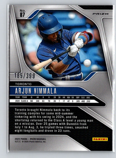 2025 Panini Prizm #87 Arjun Nimmala Orange Pulsar Prizms #/399 P19