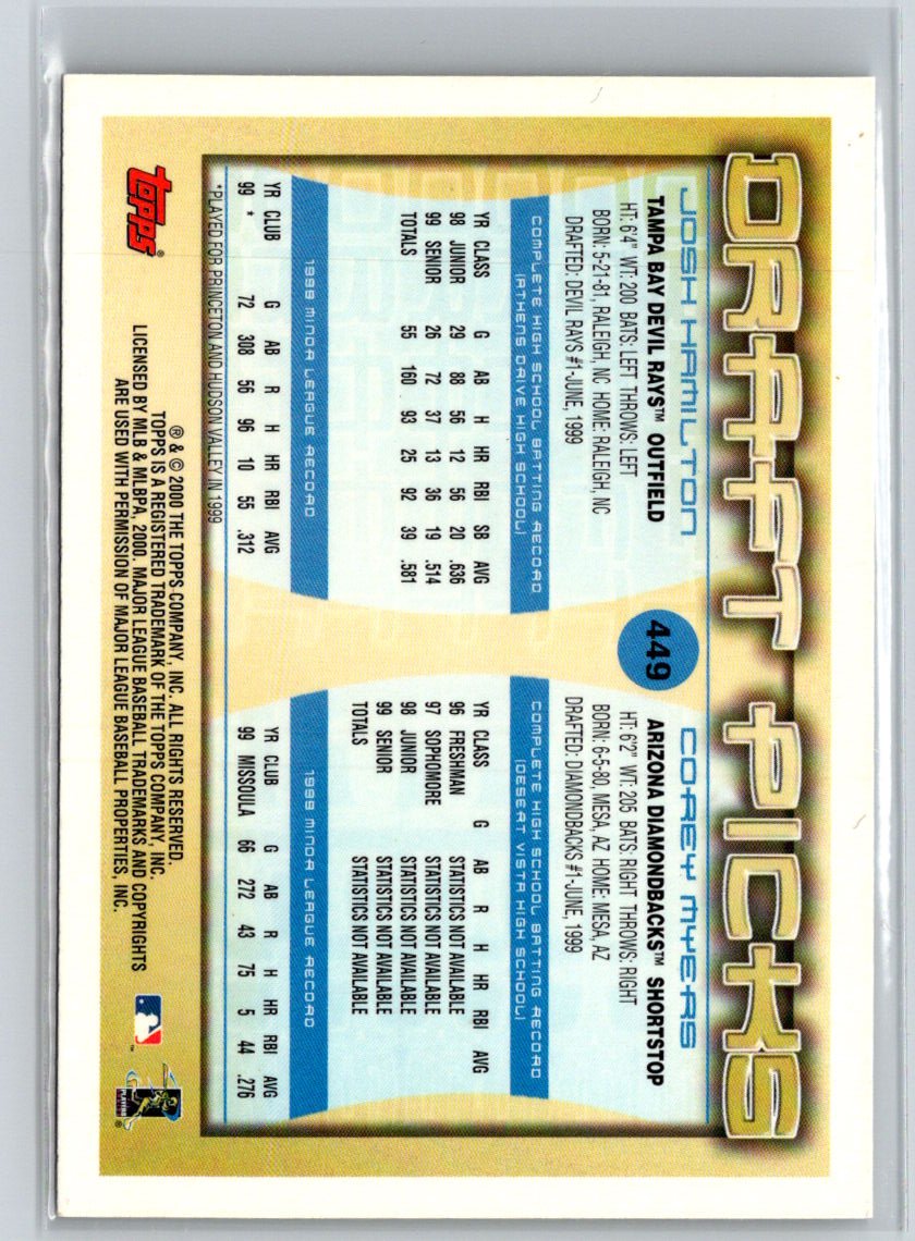 2000 Topps #449 Josh Hamilton / Corey Myers DPK, RC P19