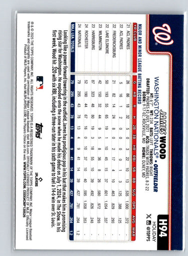 2025 Topps Holiday #H94c James Wood P20
