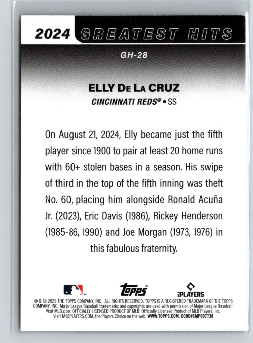 2025 Topps #GH-28 Elly De La Cruz 2024 Greatest Hits P20