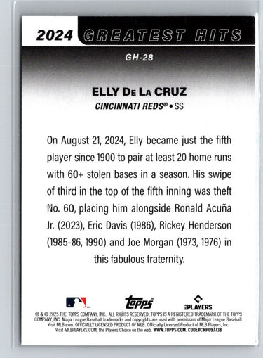 2025 Topps #GH-28 Elly De La Cruz 2024 Greatest Hits P20