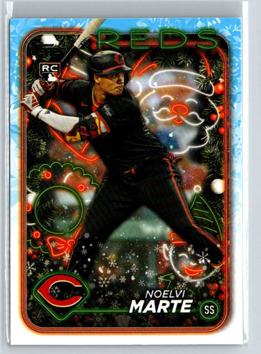 2024 Topps Holiday #H200 Noelvi Marte Holiday Tree Blue Metallic P21
