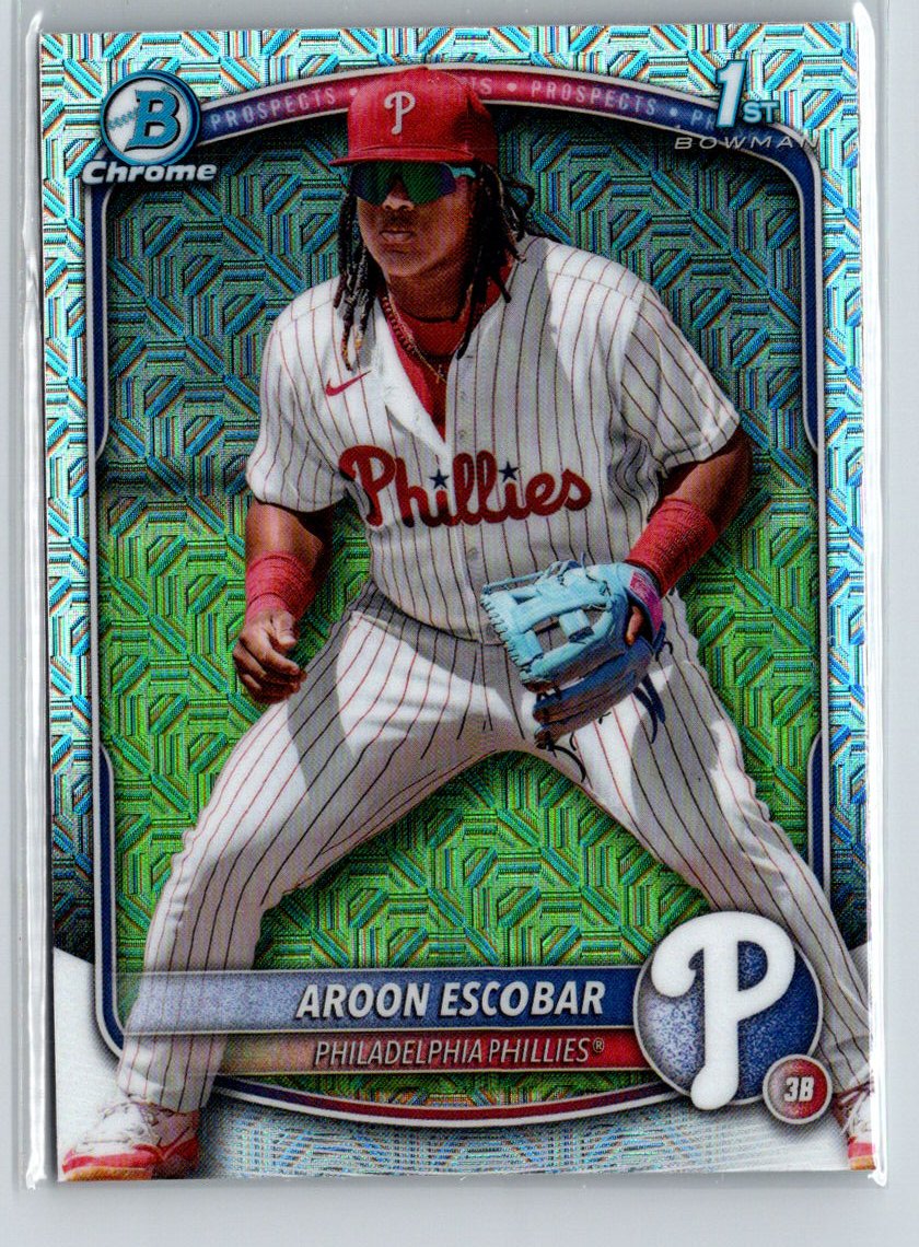 2025 Bowman #BCP-65 Aroon Escobar Chrome Prospects Mojo Refractor P21