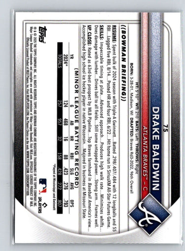2025 Bowman Chrome #75 Drake Baldwin Mojo Refractors P21