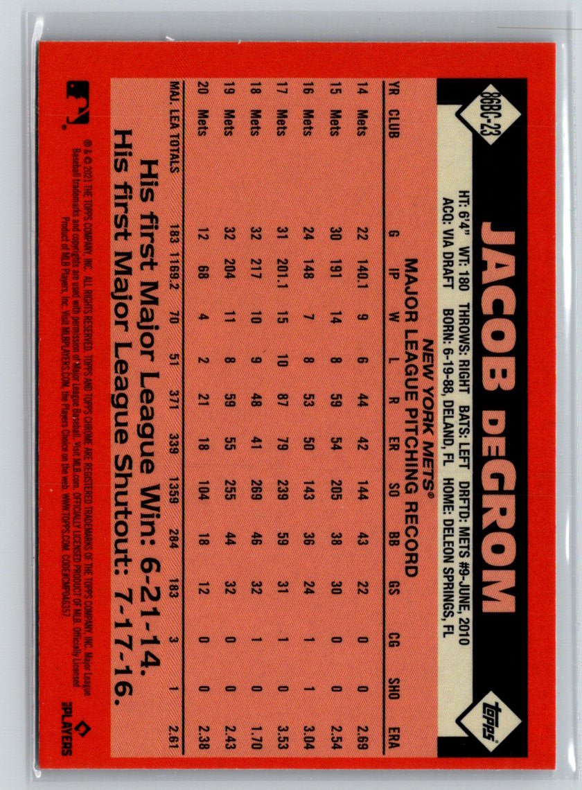 2021 Topps Chrome #86BC-23 Jacob deGrom 1986 Topps Baseball 35th Anniversary P22