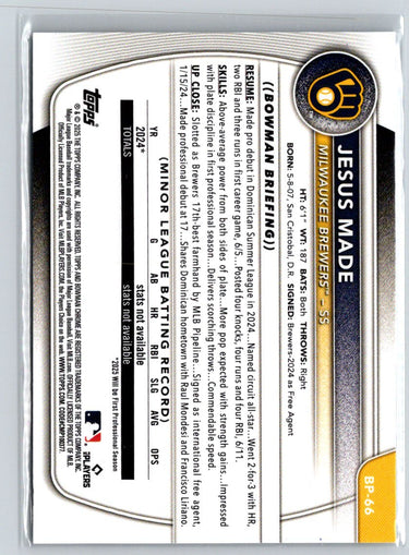 2025 Bowman #BP-66 Jesus Made Prospects P22