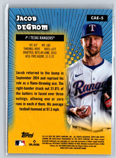 2025 Topps Chrome #CAE-5 Jacob deGrom Chrome All-Etch P23