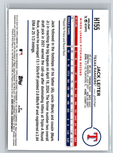 2024 Topps Holiday #H155 Jack Leiter Holiday Tree Blue Metallic P24